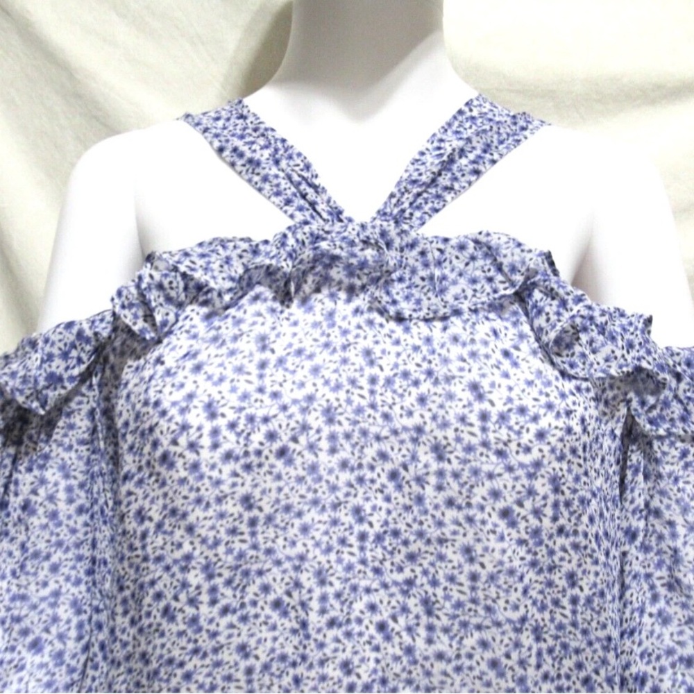 Anthropologie Floral Cold Shoulder Blouse
